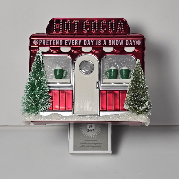 White barn bath & body works christmas cocoa stand night light nwt - Picture 1 of 5